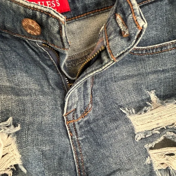 Guess Blue Distressed Jean Shorts - Picture 5 of 10